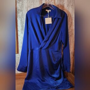 Elegant Cobalt Blue Long Sleeve Dress